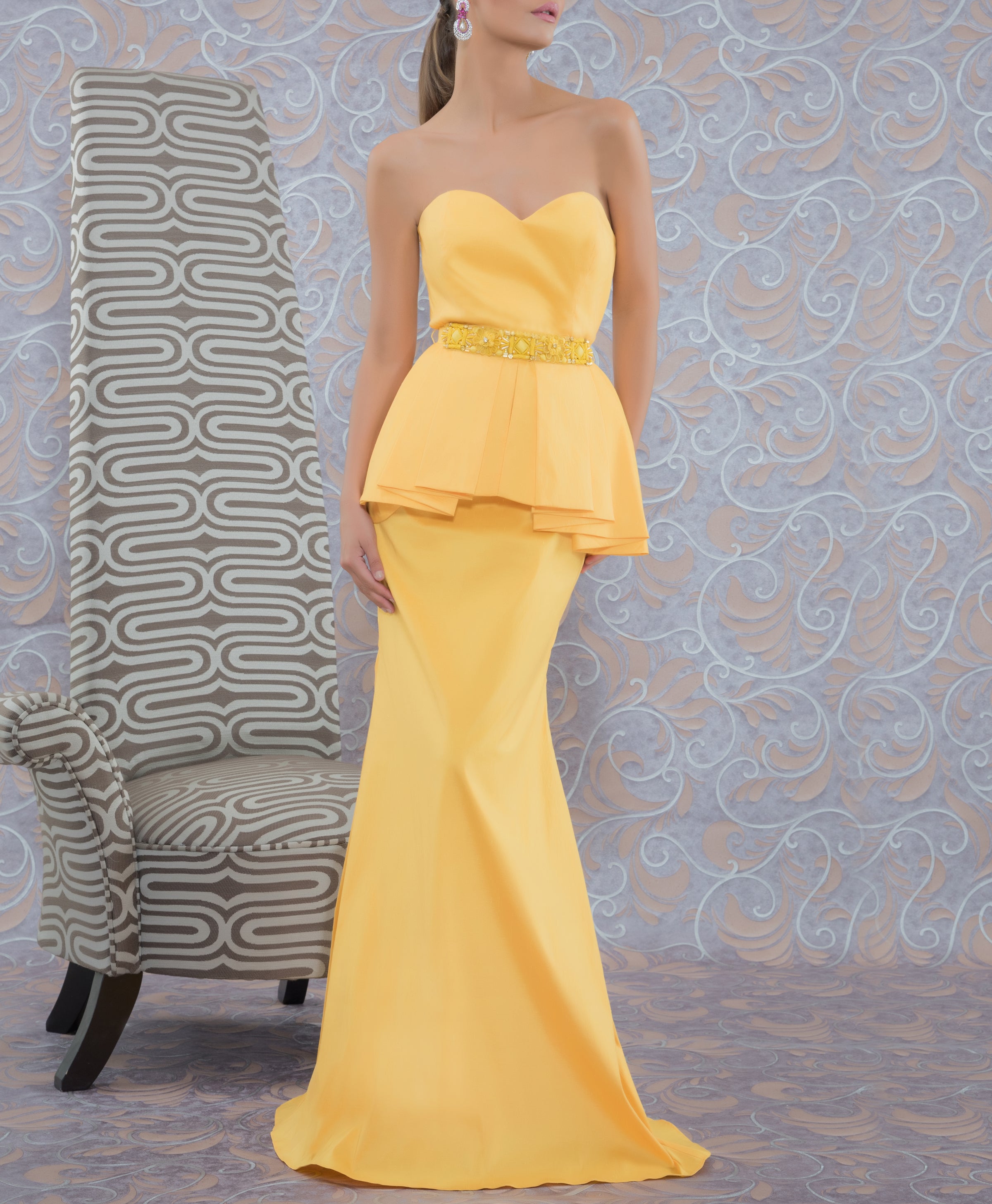 Buy Peplum Style Haldi Yellow Suit - Viscose Palazzo Suit – Empress Clothing